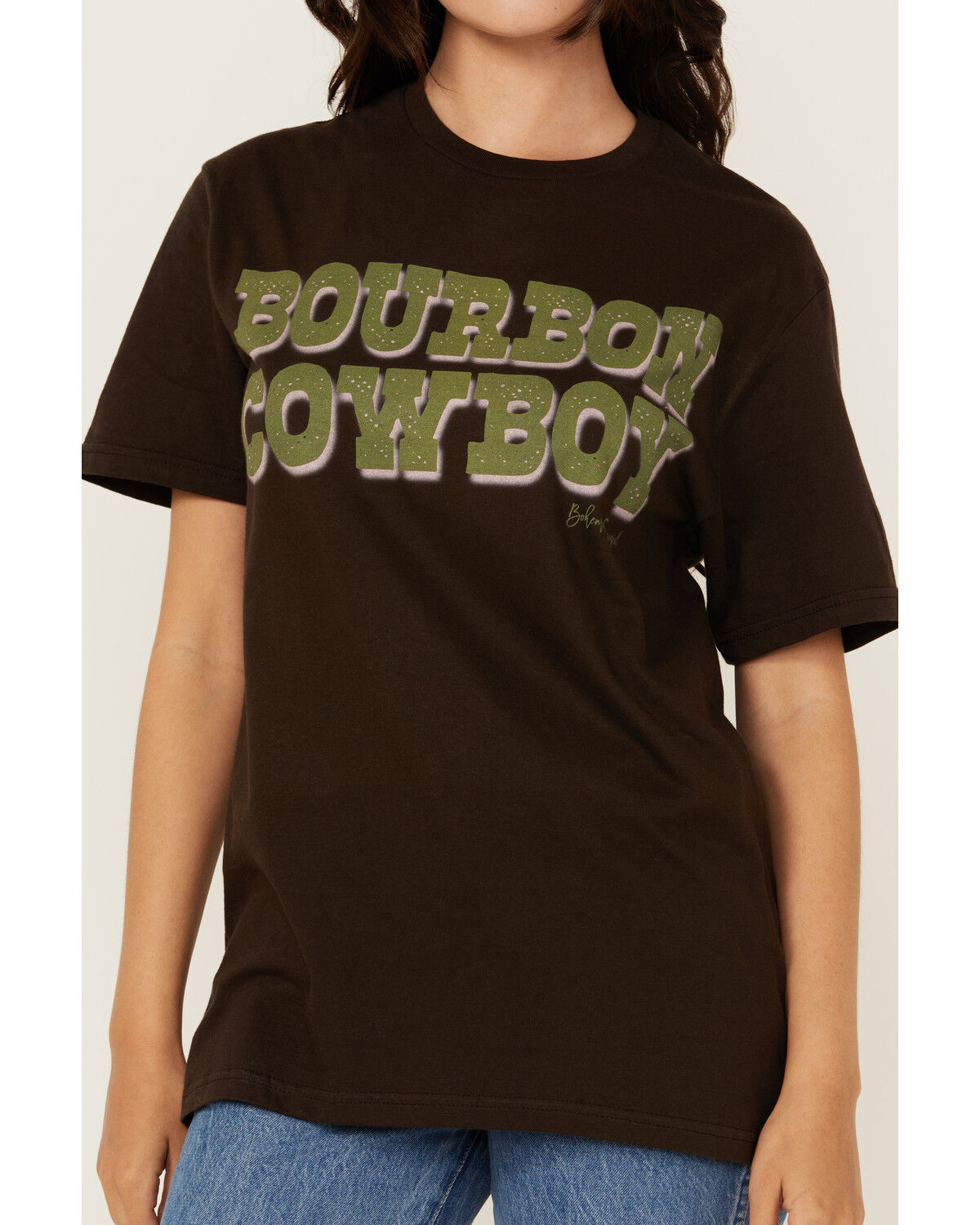 Image #3 - Bohemian Cowgirl Women's Bourbon Cowboy Short Sleeve Graphic Tee, Chocolate, hi-res