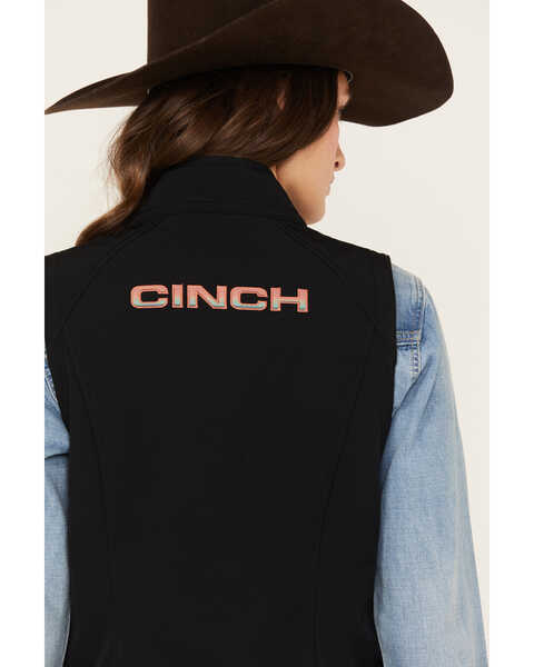 Image #4 - Cinch Women's Logo Embroidered Softshell Vest, Black, hi-res