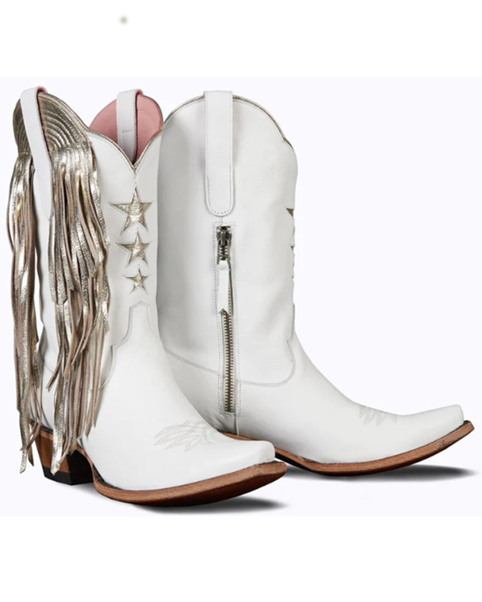 White cowgirl boots with fringe 2025