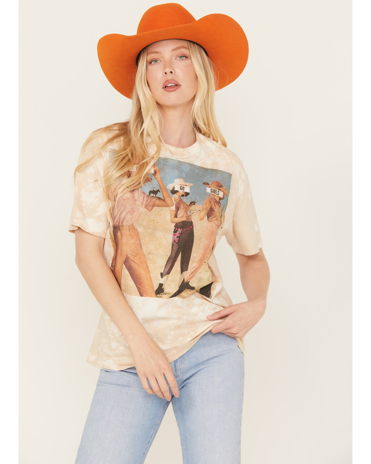Image #1 - Gina Tees Women's Embellished Let's Go Girls Graphic Tee, Beige, hi-res