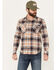 Image #1 - Brixton Men's Bowery Plaid Print Long Sleeve Button-Down Flannel Shirt, Navy, hi-res