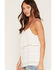Image #2 - Lovestitch Women's Solid Lace Pleated Tank Top, White, hi-res