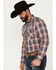 Image #2 - Pendleton Men's Frontier Plaid Print Long Sleeve Pearl Snap Western Shirt, Indigo, hi-res