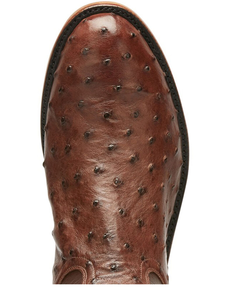 Tony Lama Men's Exotic Ostrich Skin Western Boots - Round Toe, Antique, hi-res