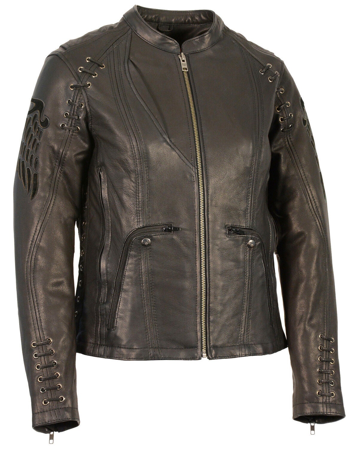 Milwaukee Leather Women's Lightweight Scuba Racer Leather Jacket, Black, hi-res