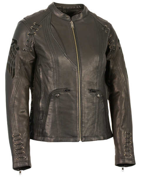 Image #1 - Milwaukee Leather Women's Lightweight Scuba Racer  Leather Jacket, Black, hi-res