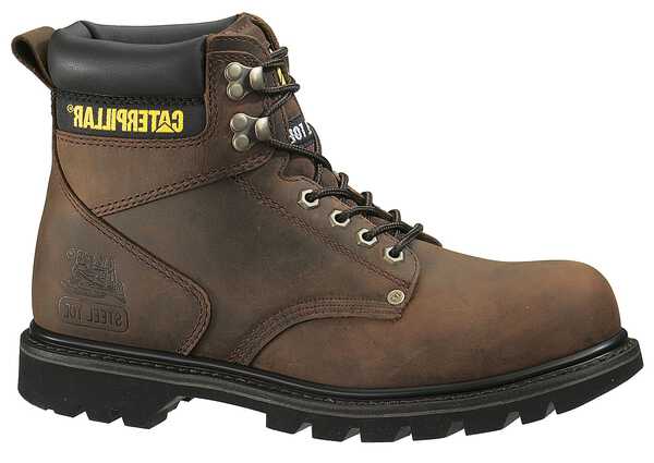 Caterpillar Men's 6" Second Shift Lace-Up Work Boots - Steel Toe, Tan, hi-res