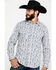 Image #1 - Rock & Roll Denim Men's Crinkle Washed Print Long Sleeve Western Shirt , White, hi-res