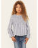 Image #1 - Hayden LA Girls' Printed Long Sleeve Woven Shirt, Blue, hi-res
