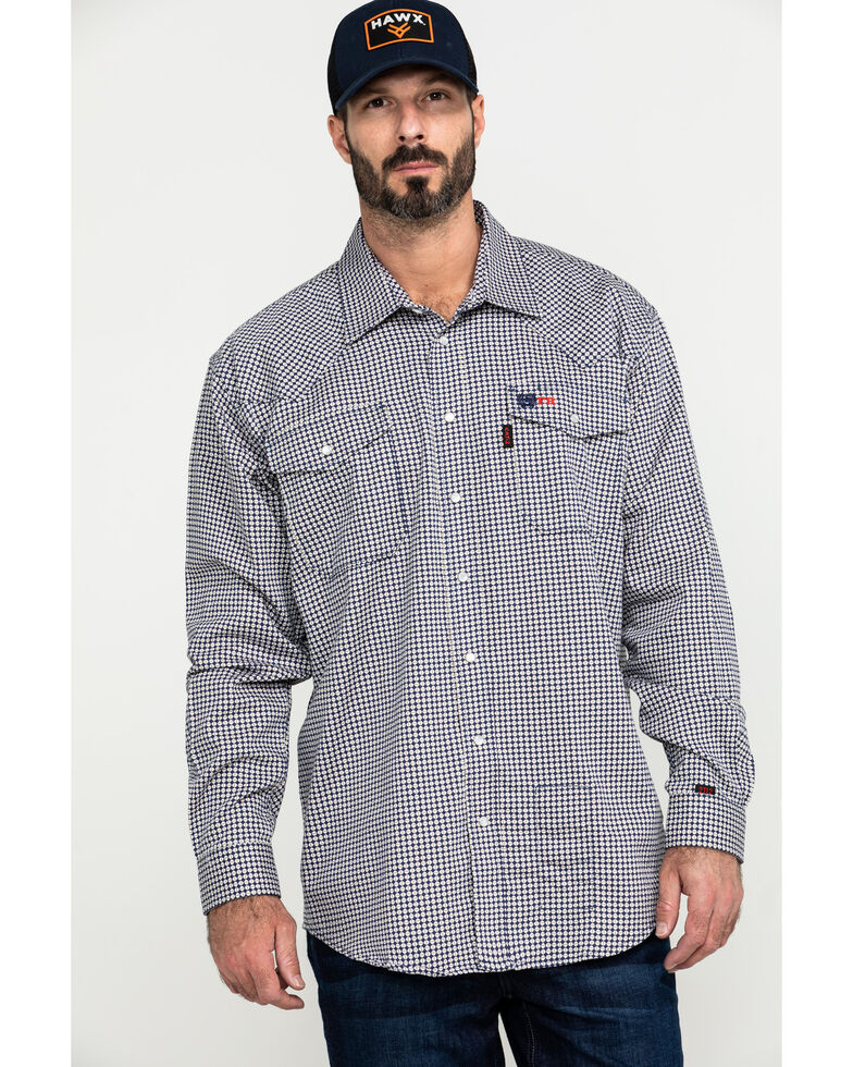Cinch Men's FR Lightweight Check Print Long Sleeve Work Shirt - Big , Purple, hi-res