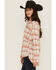 Image #3 - Evergreen Women's Plaid Print Long Sleeve Button-Down Flannel Shirt, Pink, hi-res