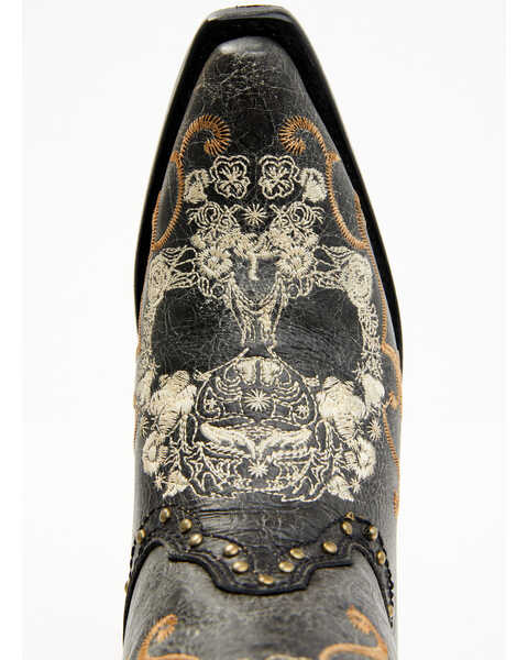 Image #6 - Corral Women's Floral Skull Embroidery & Studs Western Boots - Snip Toe, Black, hi-res