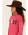 Image #2 - Rock & Roll Denim Girls' Howdy Fringe Long Sleeve Graphic Tee, Pink, hi-res