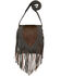 American West Women's Brindle Hair-On Fringe Saddle Crossbody, Chocolate, hi-res