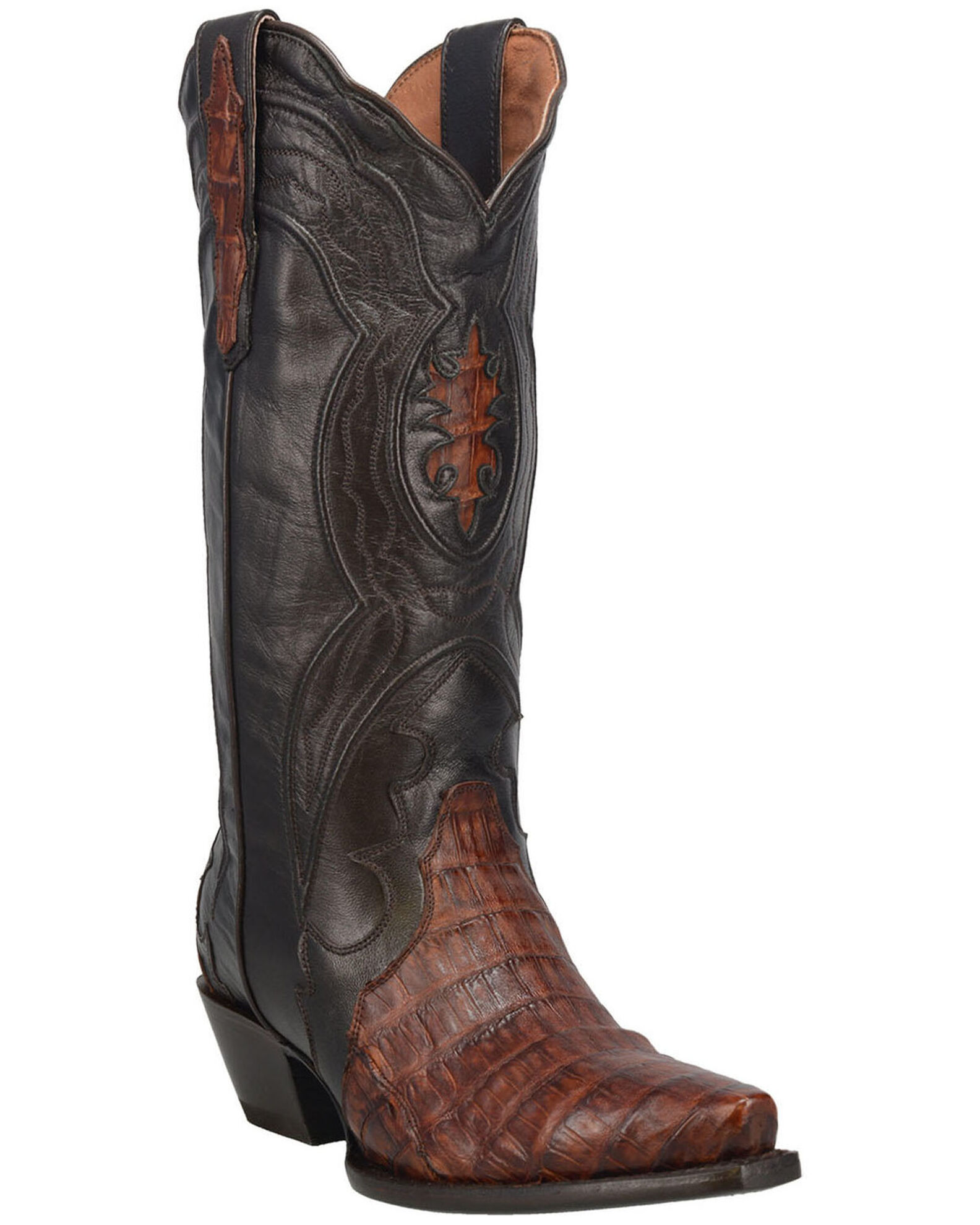 Dan Post Women s Chocolate Exotic Caiman Belly Western Boots Snip Toe Sheplers