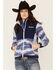 Hooey Women's Solid Print Color Block Zip-Front Tech Jacket , Navy, hi-res