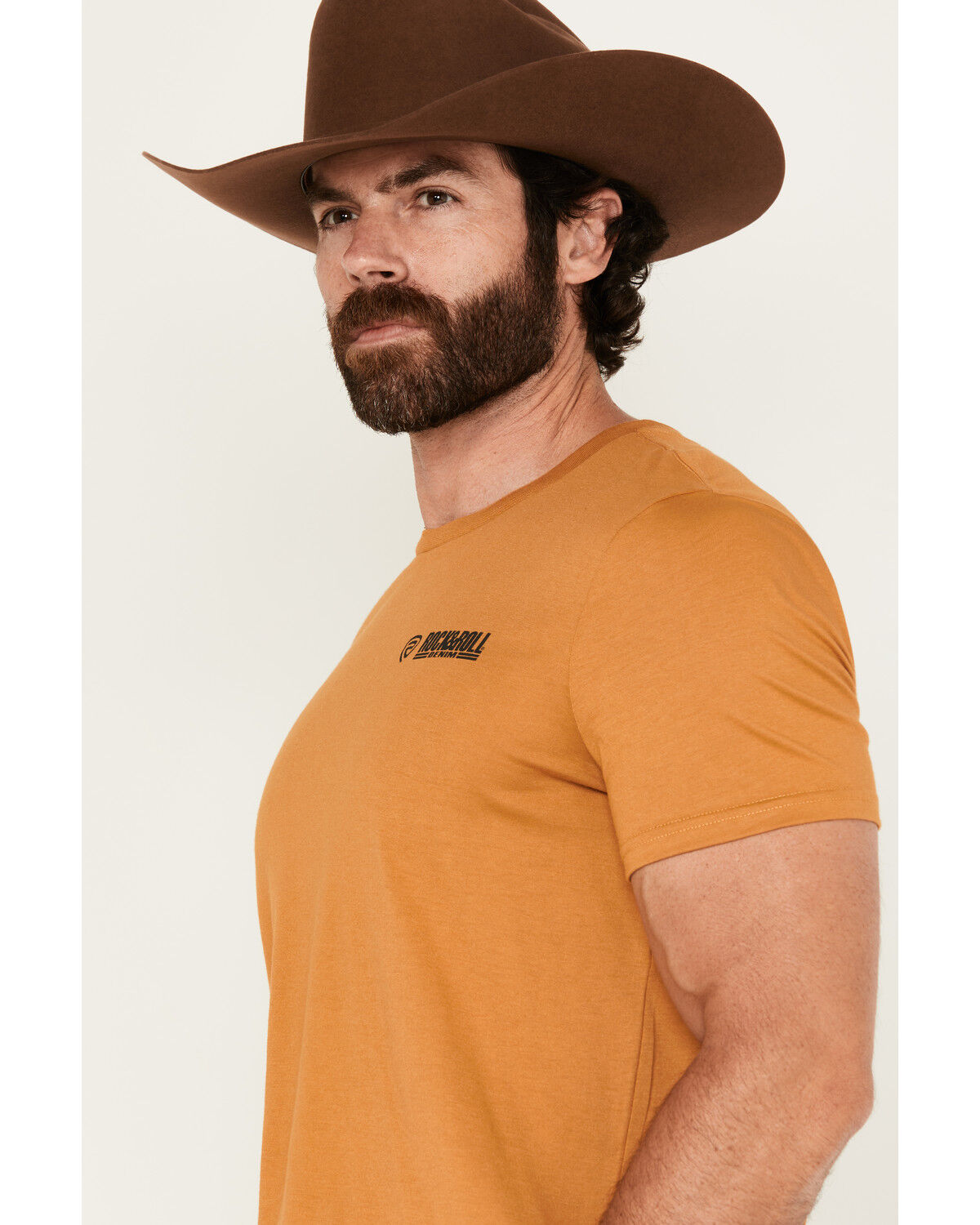 Image #2 - Rock & Roll Denim Men's Dale Skull Short Sleeve Graphic T-Shirt, Mustard, hi-res