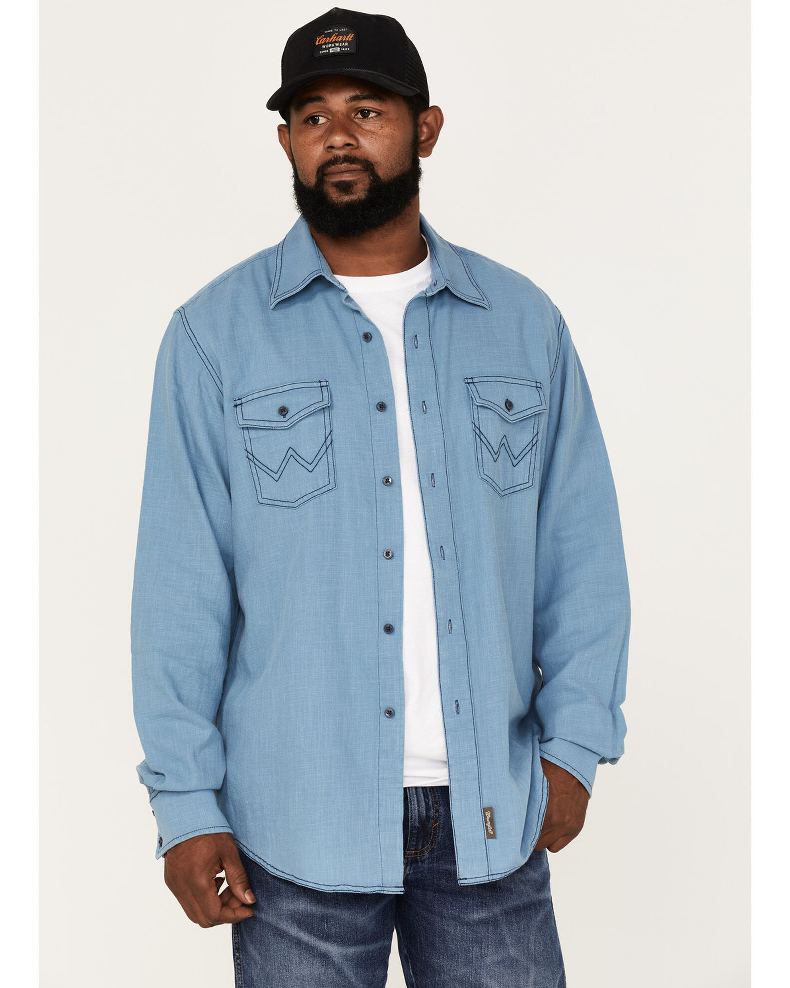 Wrangler Retro Premium Men s Solid Button Down Western Shirt Sheplers