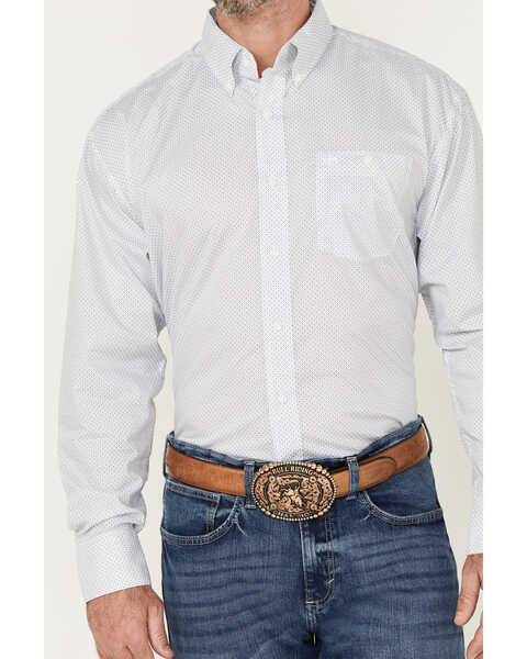 Image #2 - Wrangler Men's Classics Geo Print Long Sleeve Button-Down Western Shirt - Tall , White, hi-res