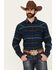 Image #1 - Cody James Men's Detroit Southwestern Print Long Sleeve Snap Flannel Shirt, Navy, hi-res