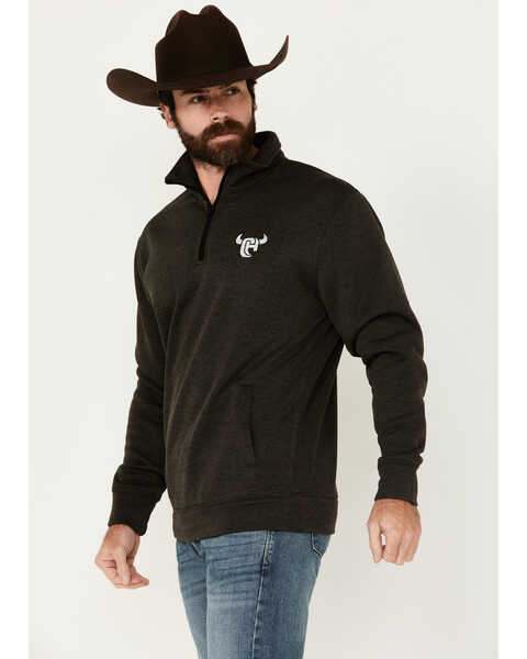 Image #3 - Cowboy Hardware Men's Speckle Logo 1/4 Zip Pullover, Black, hi-res