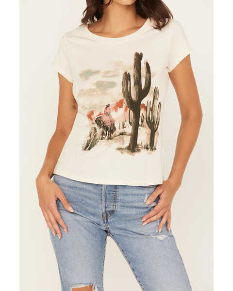 Image #3 - Shyanne Women's Cactus Short Sleeve Graphic Tee, Cream, hi-res