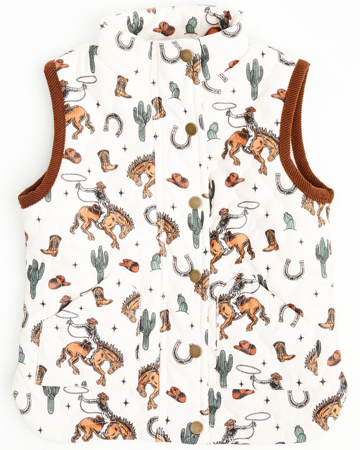 Fornia Toddler Girls' Horse Printed Vest, White, hi-res