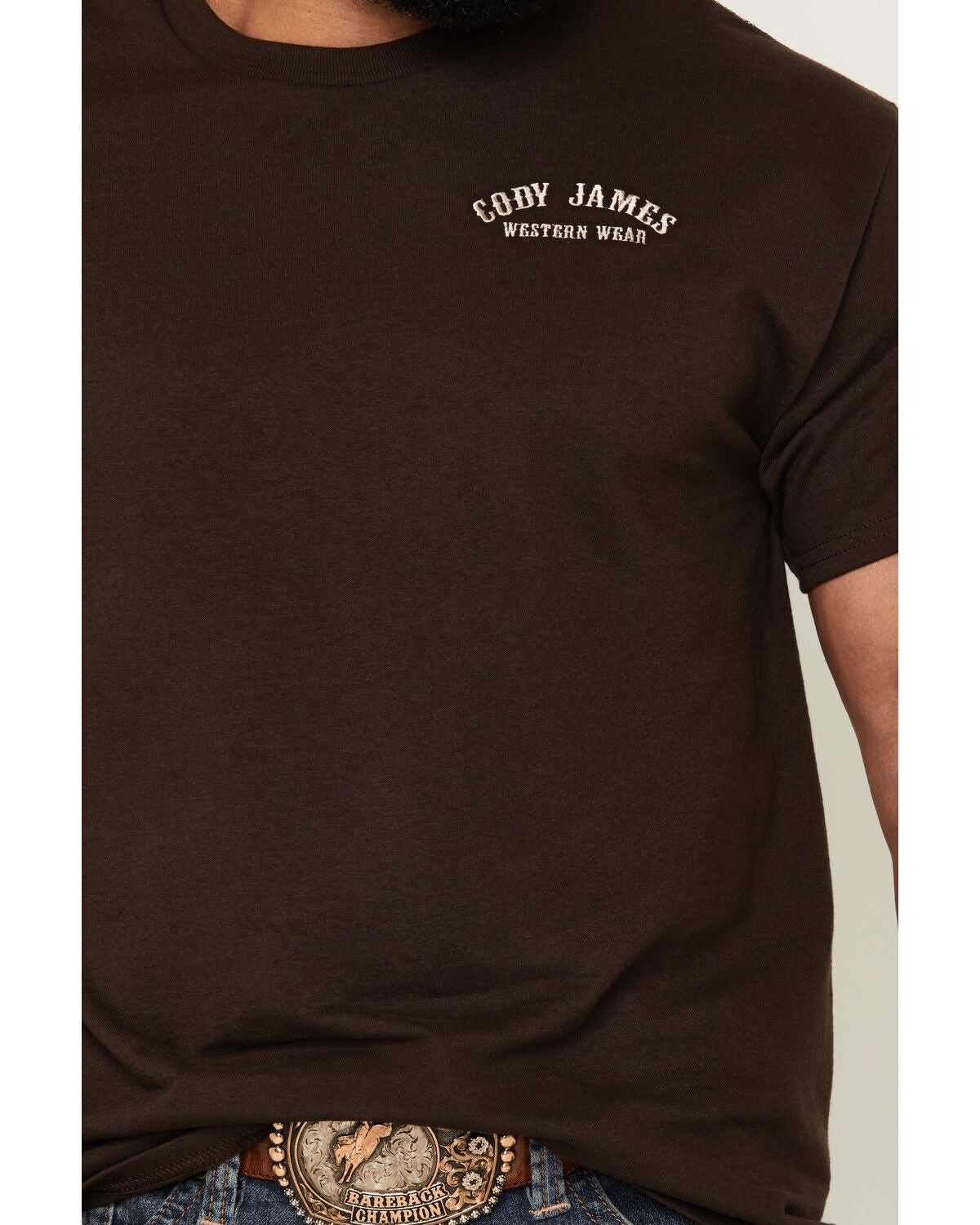 Image #3 - Cody James Men's Embroidered Text Short Sleeve Graphic T-Shirt, Dark Brown, hi-res