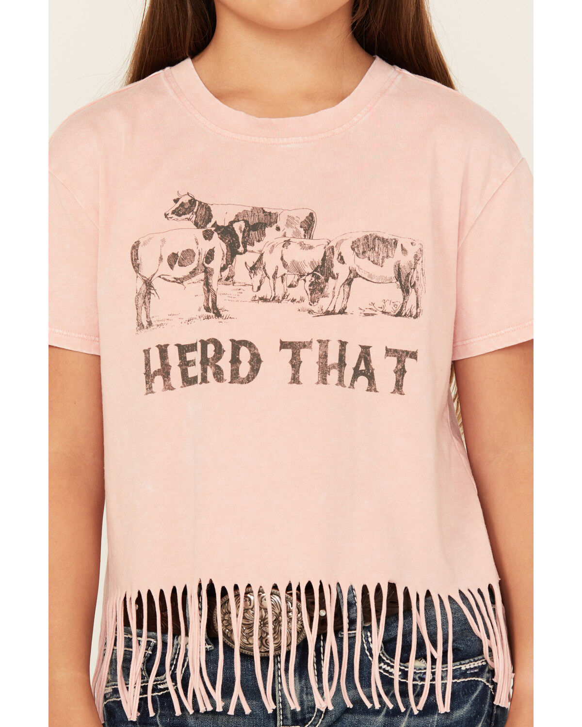Image #3 - Buttercup Girls' Herd That Fringe Short Sleeve Graphic Tee, Pink, hi-res