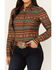 Image #3 - Roper Women's Southwestern Print Long Sleeve Snap Western Shirt, Brown, hi-res