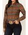Image #3 - Roper Women's Southwestern Print Long Sleeve Snap Western Shirt , Brown, hi-res