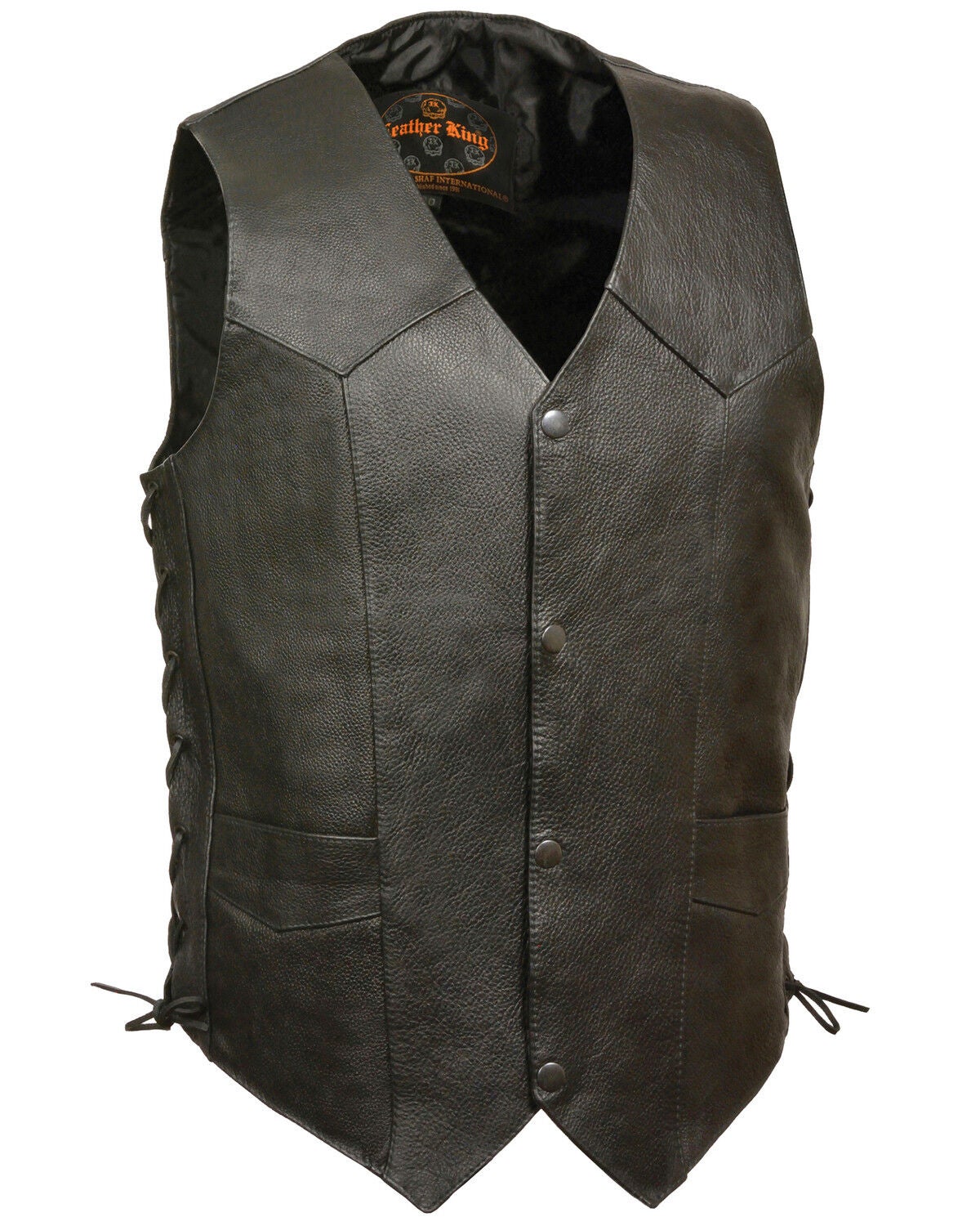 Milwaukee Leather Men's Classic Side Lace Biker Vest - Double X Big, Black, hi-res