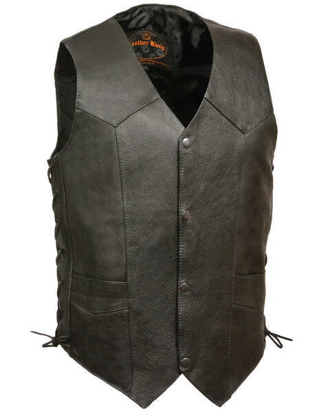 Image #1 - Milwaukee Leather Men's Classic Side Lace Biker Vest - Double X Big, Black, hi-res