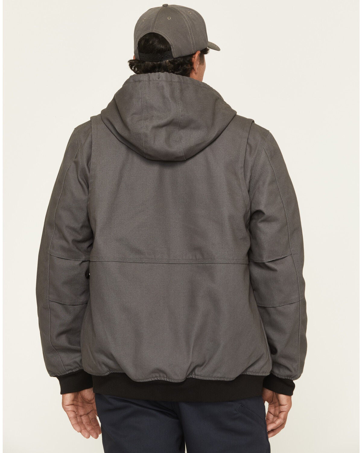 Image #4 - Hawx Men's Basalt Fleece Lined Hooded Duck Canvas Jacket, Charcoal, hi-res
