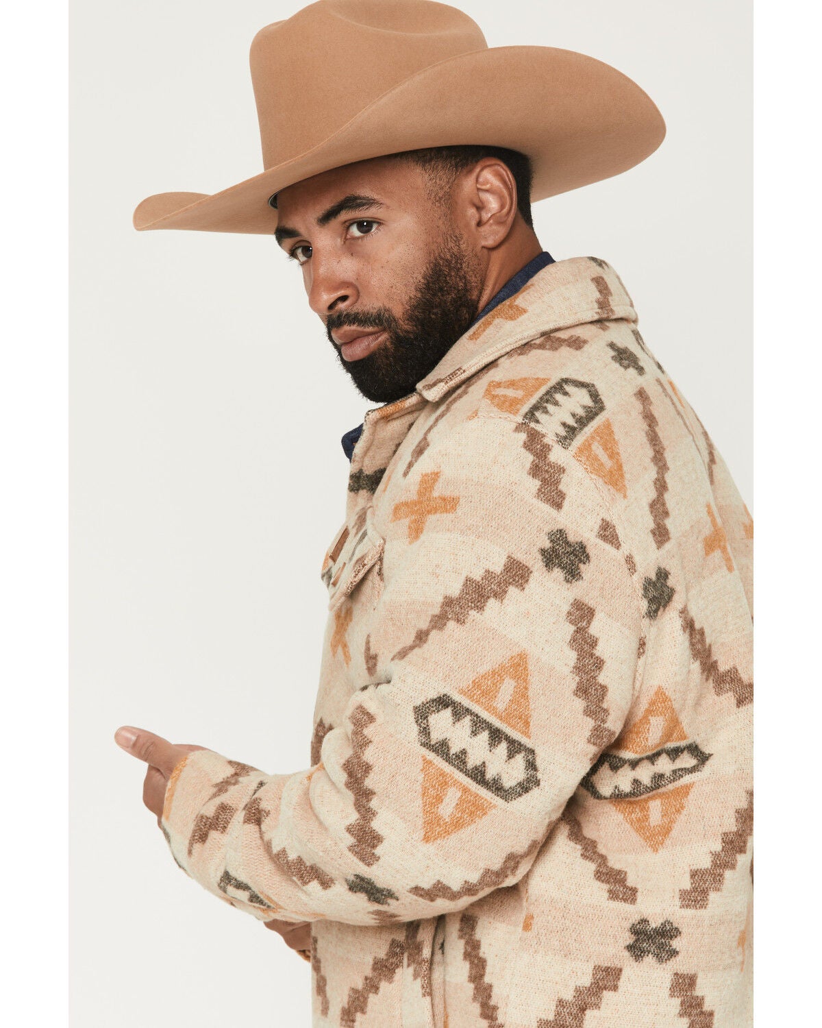 Image #2 - Kimes Ranch Men's Marquette Southwestern Print Woolish Quilt Lined Shirt Jacket, Tan, hi-res