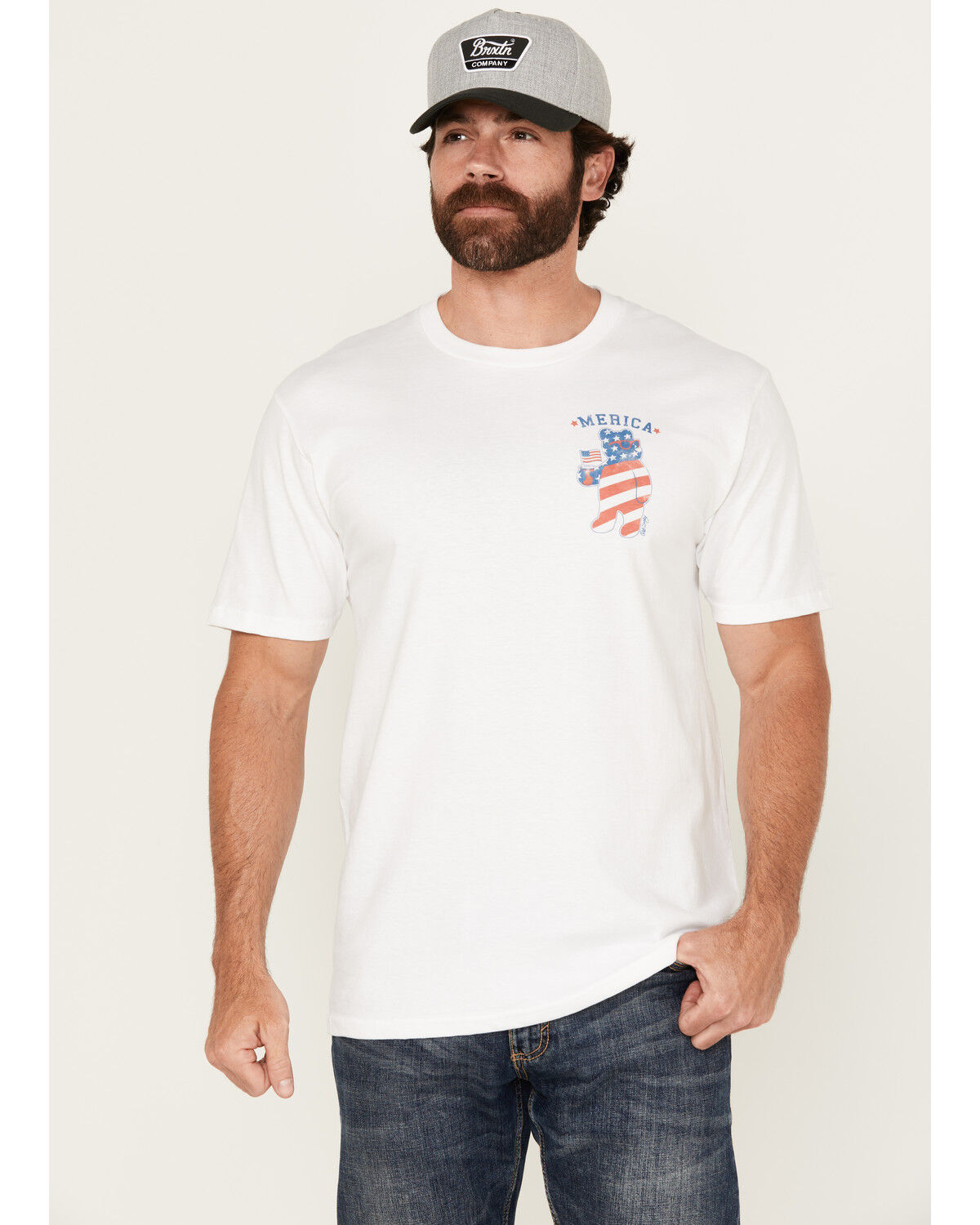 Image #1 - Riot Society Men's Merica Bear Short Sleeve Graphic T-Shirt, White, hi-res