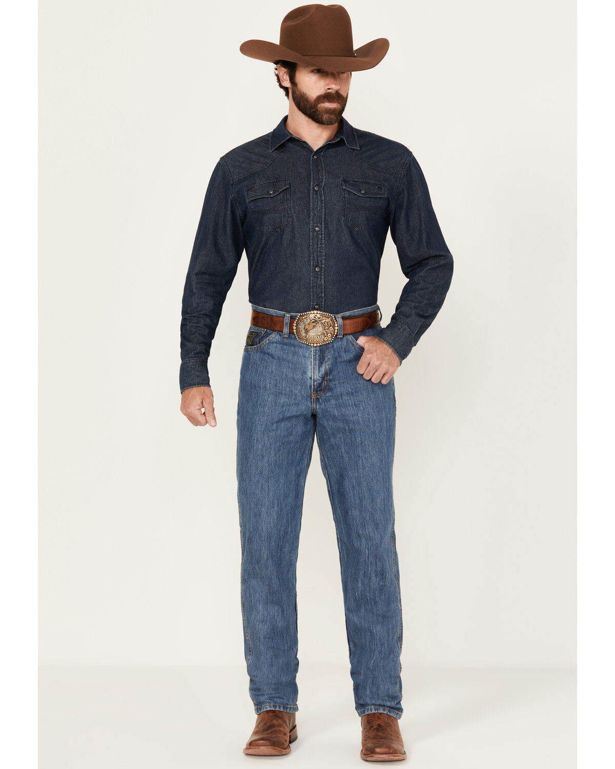 Image #1 - Cinch Men's Relaxed Fit Green Label Jeans, Blue, hi-res