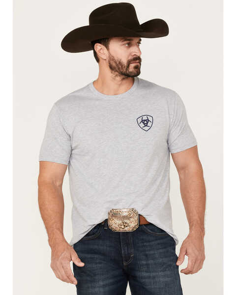 Ariat Men's Lucky Horseshoe Graphic T-Shirt, Grey, hi-res