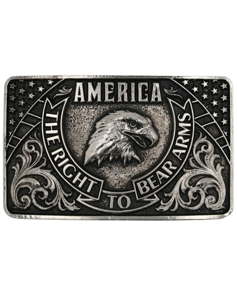 Montana Silversmiths Men's Eagle Arms Patriotic Belt Buckle, No Color, hi-res