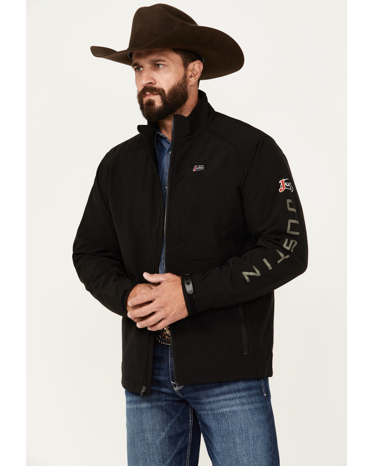 Justin Men's Stillwater Softshell Jacket, Black, hi-res