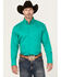 Image #1 - George Strait by Wrangler Men Solid Long Sleeve Button-Down Stretch Western Shirt, Green, hi-res