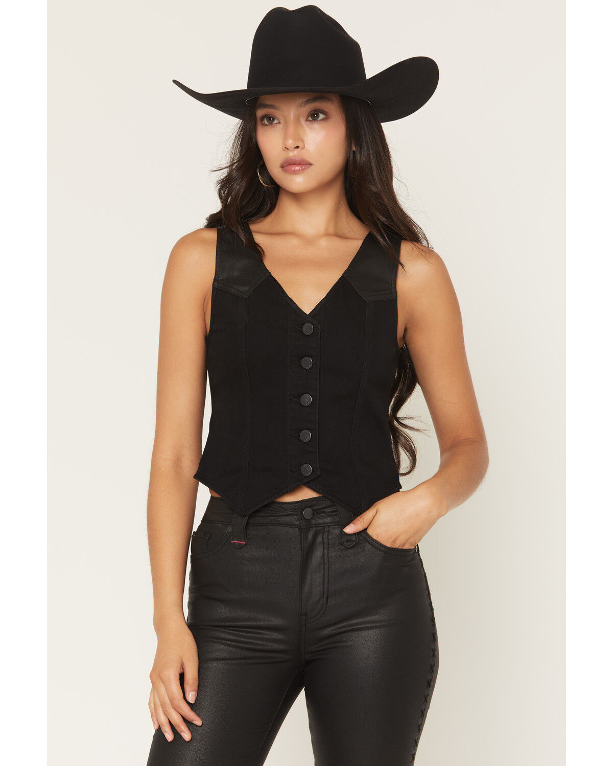 Image #1 - Idyllwind Women's Solid Button-Down Fashion Vest, Black, hi-res