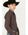 Image #2 - Ariat Boys' Small Pro Series Grid Plaid Print Long Sleeve Button-Down Western Shirt, Blue, hi-res
