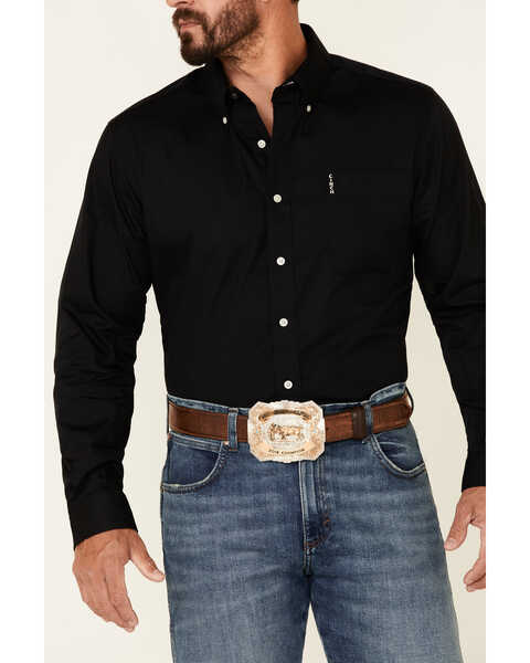 Image #3 - Cinch Men's Modern Fit Solid Black Long Sleeve Button-Down Western Shirt , Black, hi-res