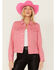 Image #2 - Grace in LA Women's Let's Go Girls Denim Jacket, Pink, hi-res