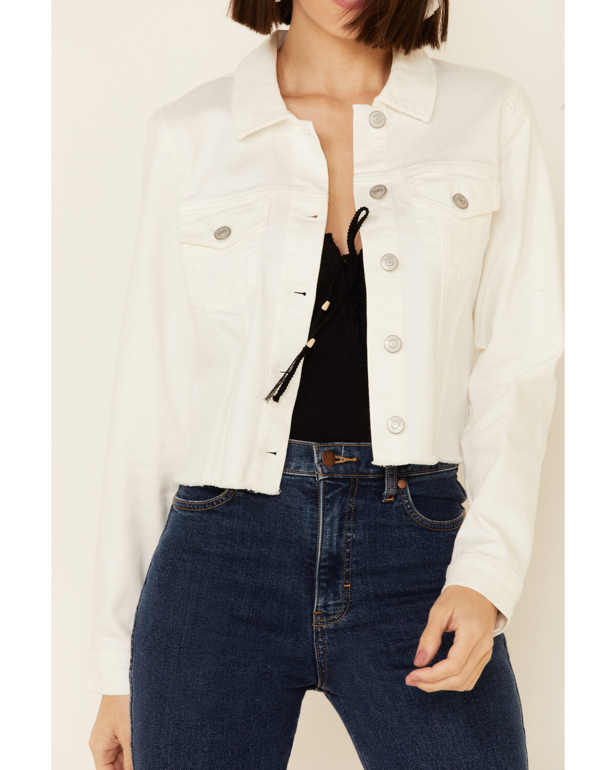 Image #3 - Shyanne Women's Crochet Back Button-Down Crop Jacket, White, hi-res