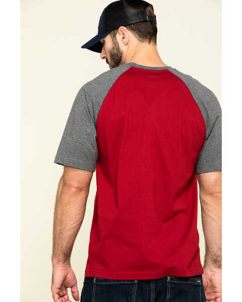 Image #2 - Hawx Men's Red Midland Short Sleeve Baseball Work T-Shirt - Tall , Red, hi-res