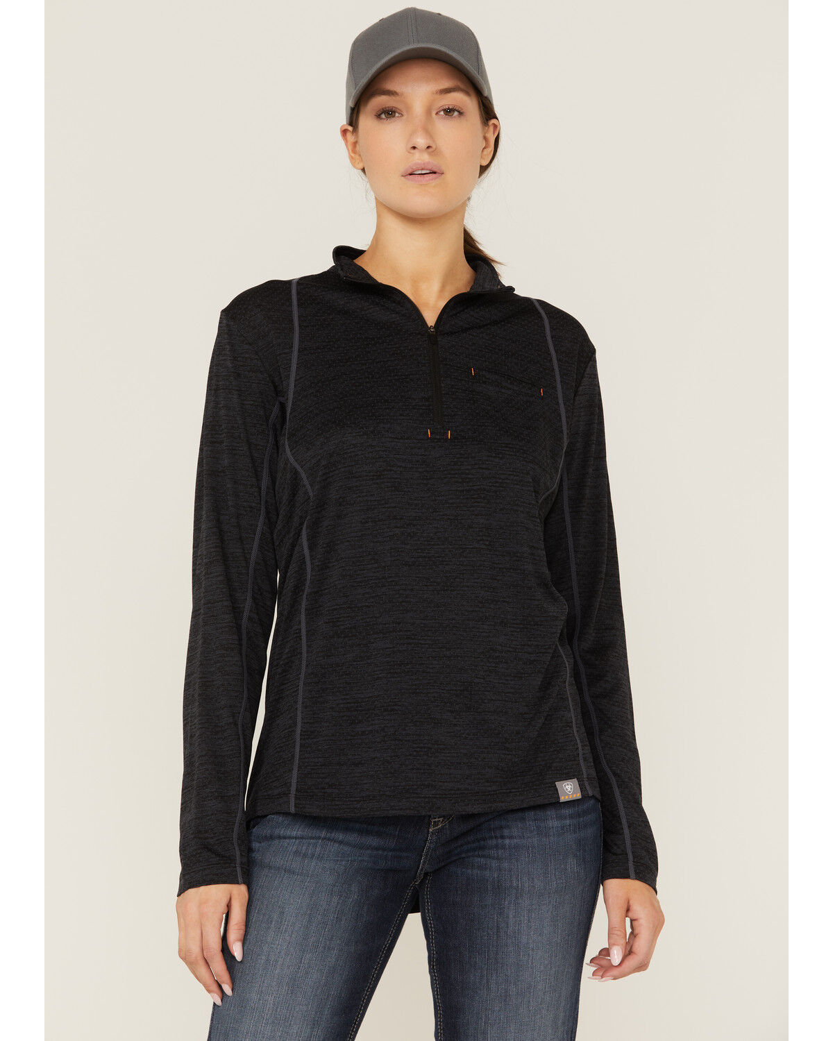 Image #1 - Ariat Women's Rebar Revolt 1/2 Zip Work Pullover, Black, hi-res