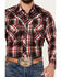 Image #3 - Ely Walker Men's Plaid Print Long Sleeve Snap Western Shirt, Red, hi-res