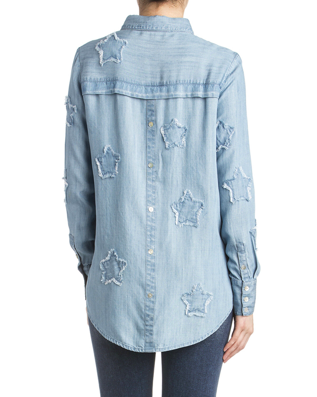 Image #3 - Miss Me Women's Denim Star Long Sleeve Button Down Shirt, , hi-res
